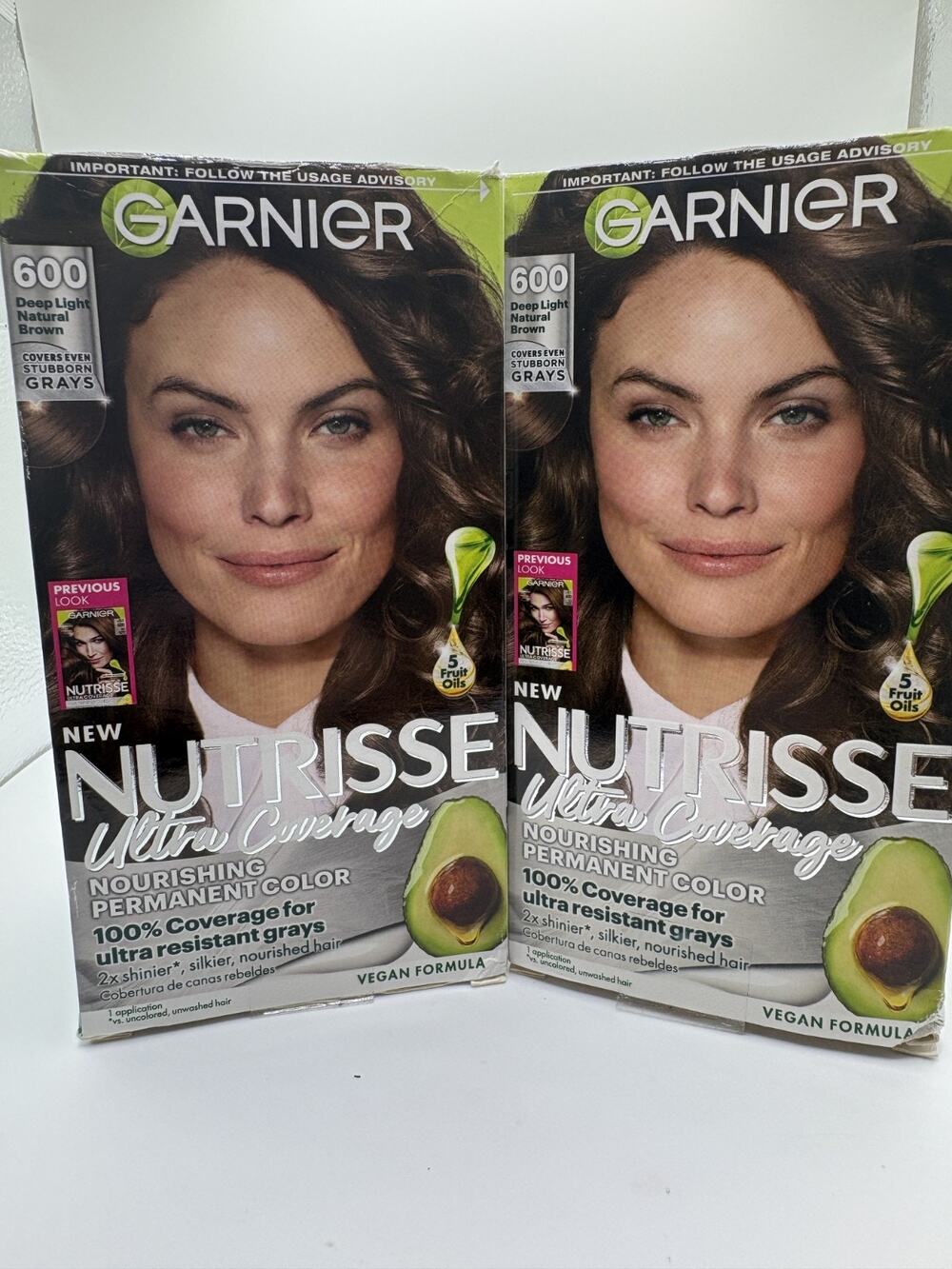 Garnier Nutrisse #600 Deep Light Natural Brown Hair Color Lot Of 2 Boxes
